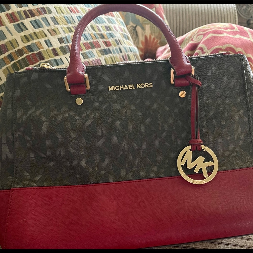Michael Kors Brown and Burgundy Purse